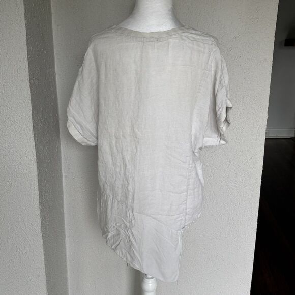 New Collection Italian Made Linen Top With Asymmetrical Bottom -  Size Large - Picture 2 of 8